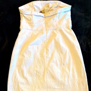 WHBM, White Strapless Jacquard Dress